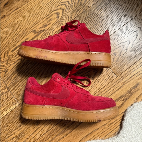 Nike Red Air Force Ones with Gum Sole - Picture 2 of 3